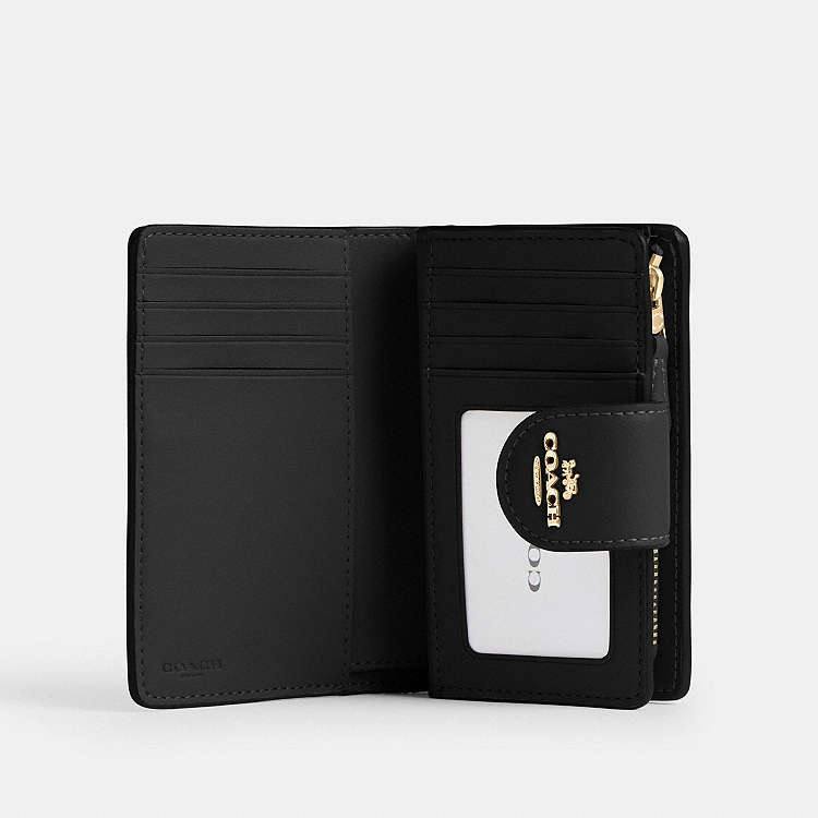 Coach Medium Corner Zip Wallet In Signature Canvas Black Style