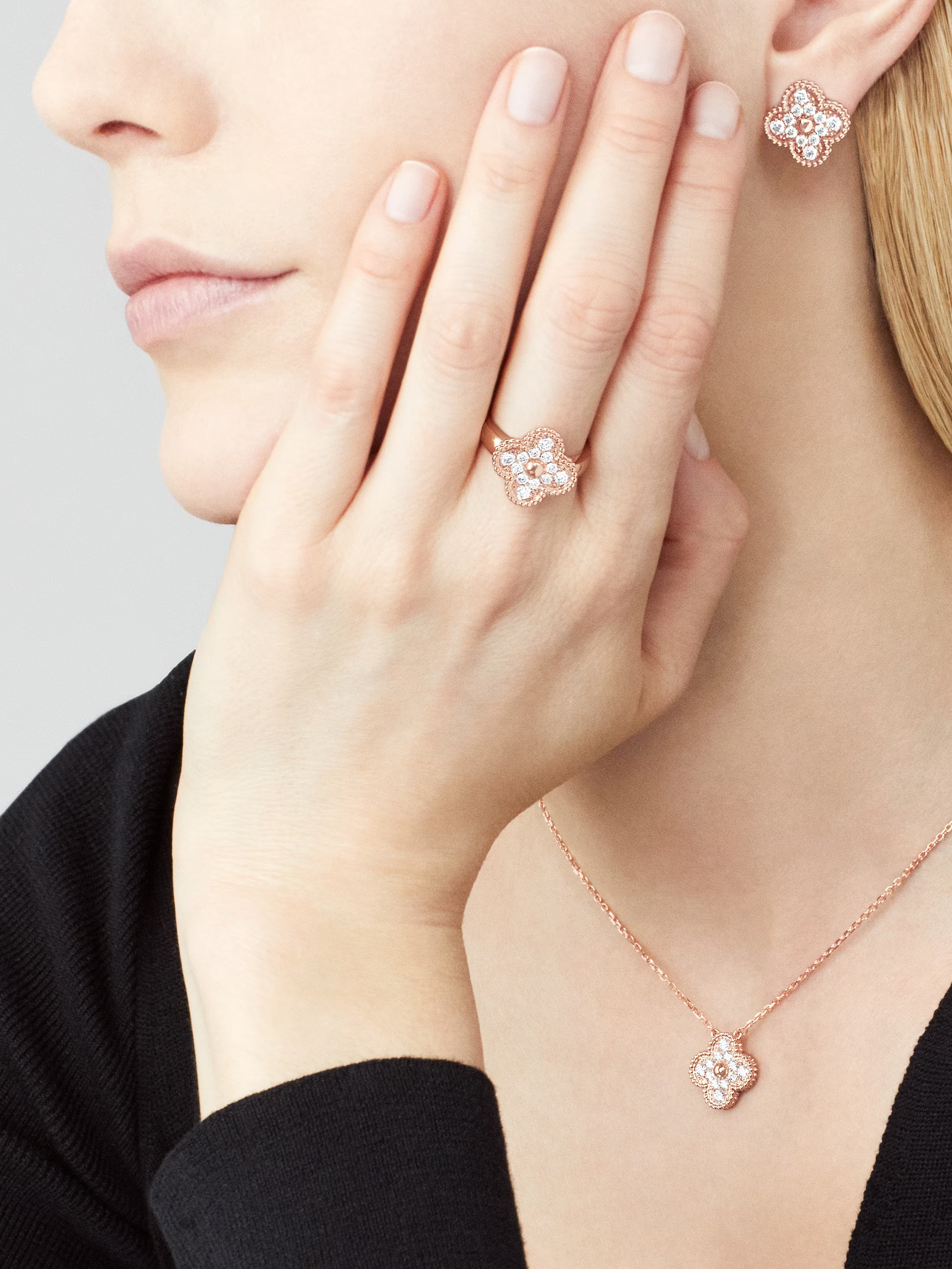 Van Cleef & Arpels Vintage Alhambra Ring , Rose Gold , Diamond