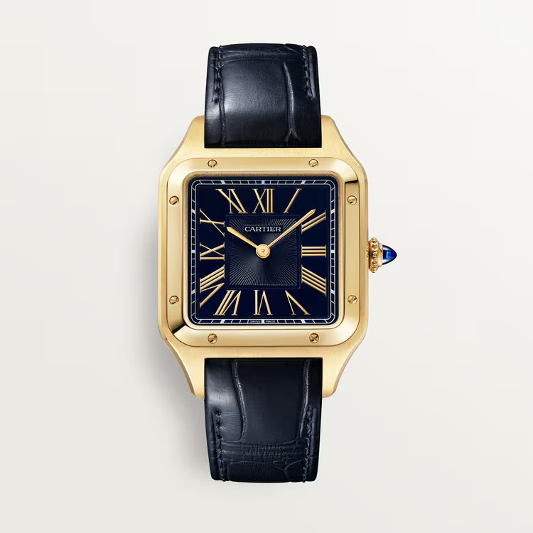 Santos De Cartier Yellow Gold x Navy blue ( Large Model )
