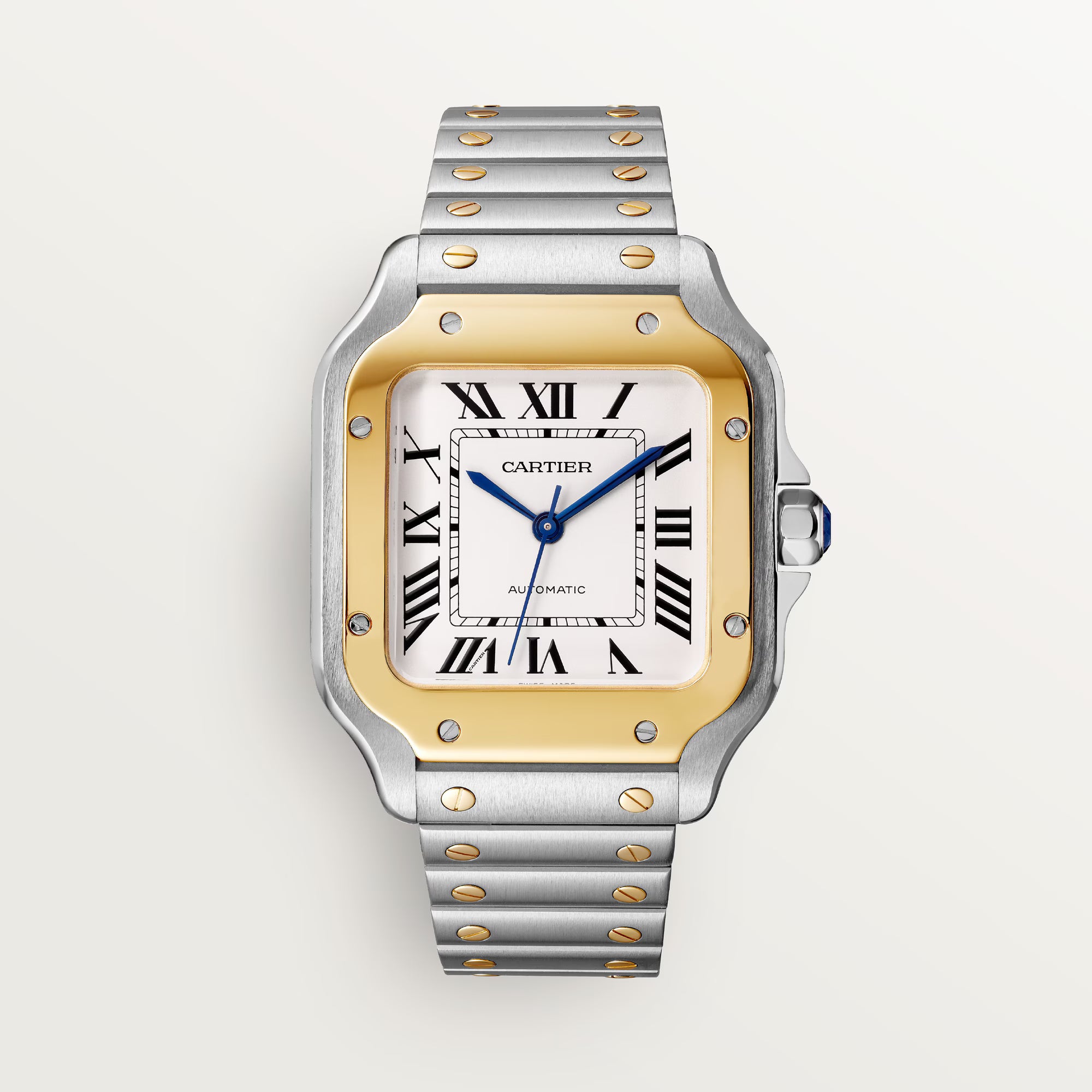 Santos De Cartier Watch Two-tone x White ( Medium Model )
