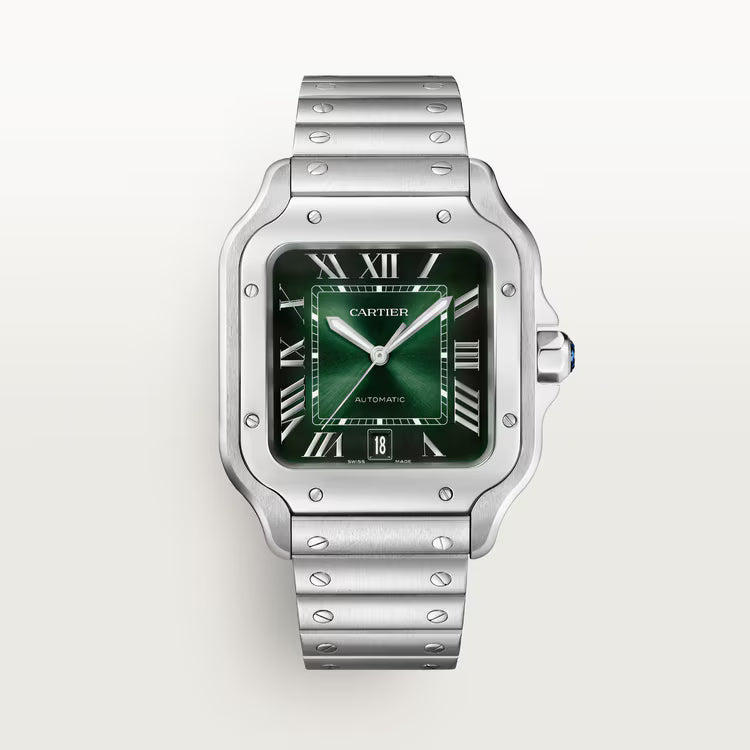 Santos De Cartier Watch Steel x Green ( Large Model )
