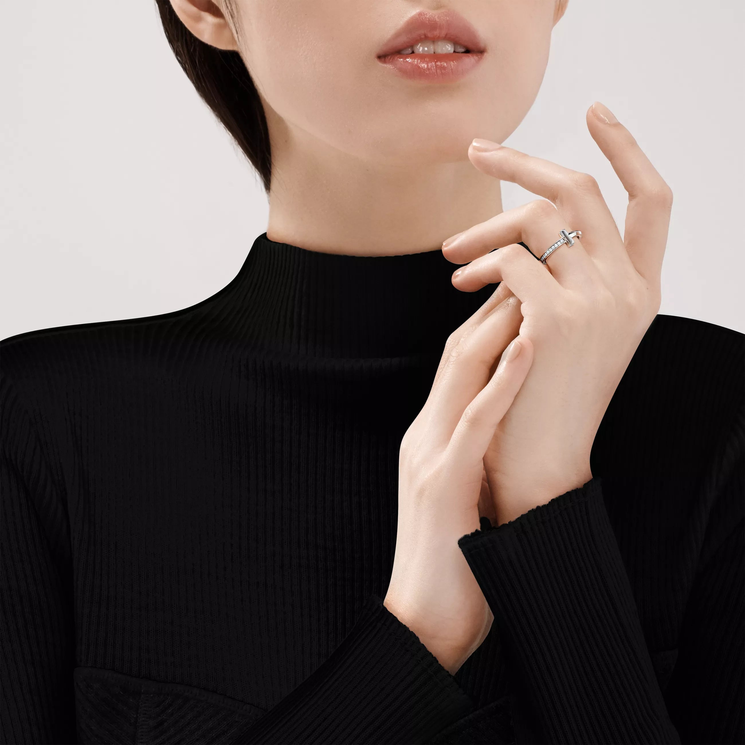 Tiffany&Co. T Ring , Silver , Diamond