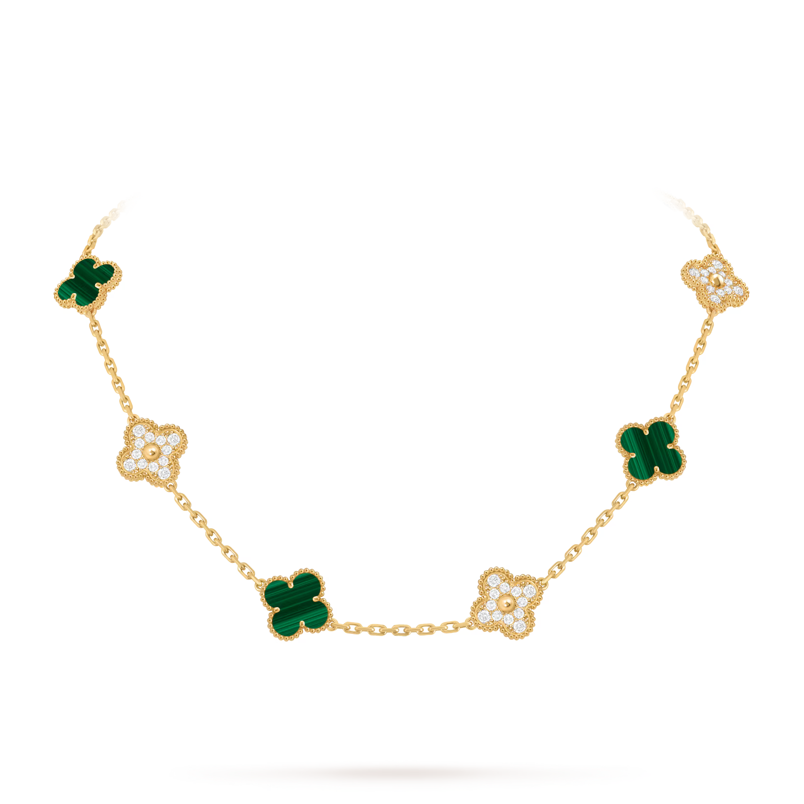 Van Cleef & Arpels 10 Motifs Malachite ,  Half Diamond Necklace