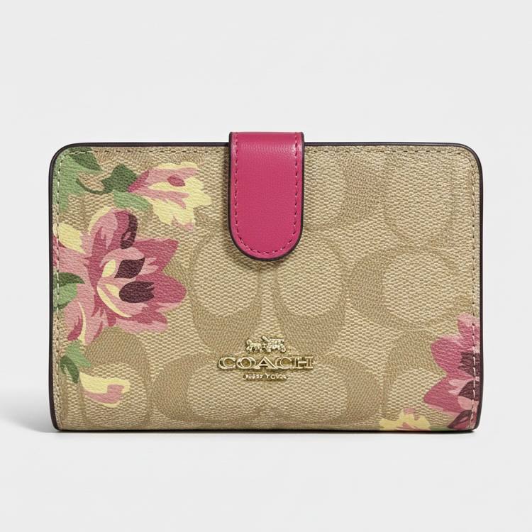 Coach Medium Corner Zip Wallet In Floral Print