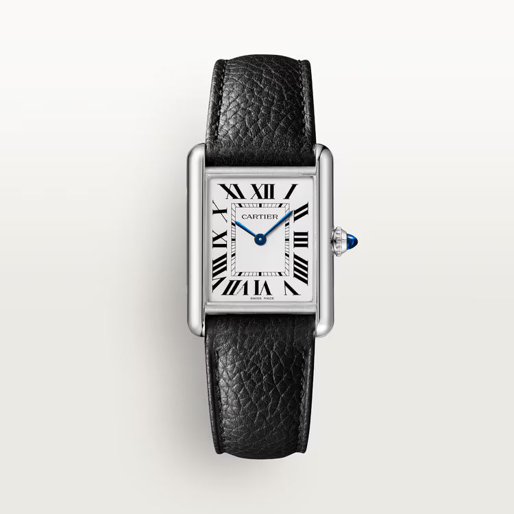 Cartier Tank Steel x Black leather Small