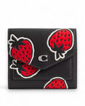 Coach Wyn Small Wallet With Strawberry Print Black Style