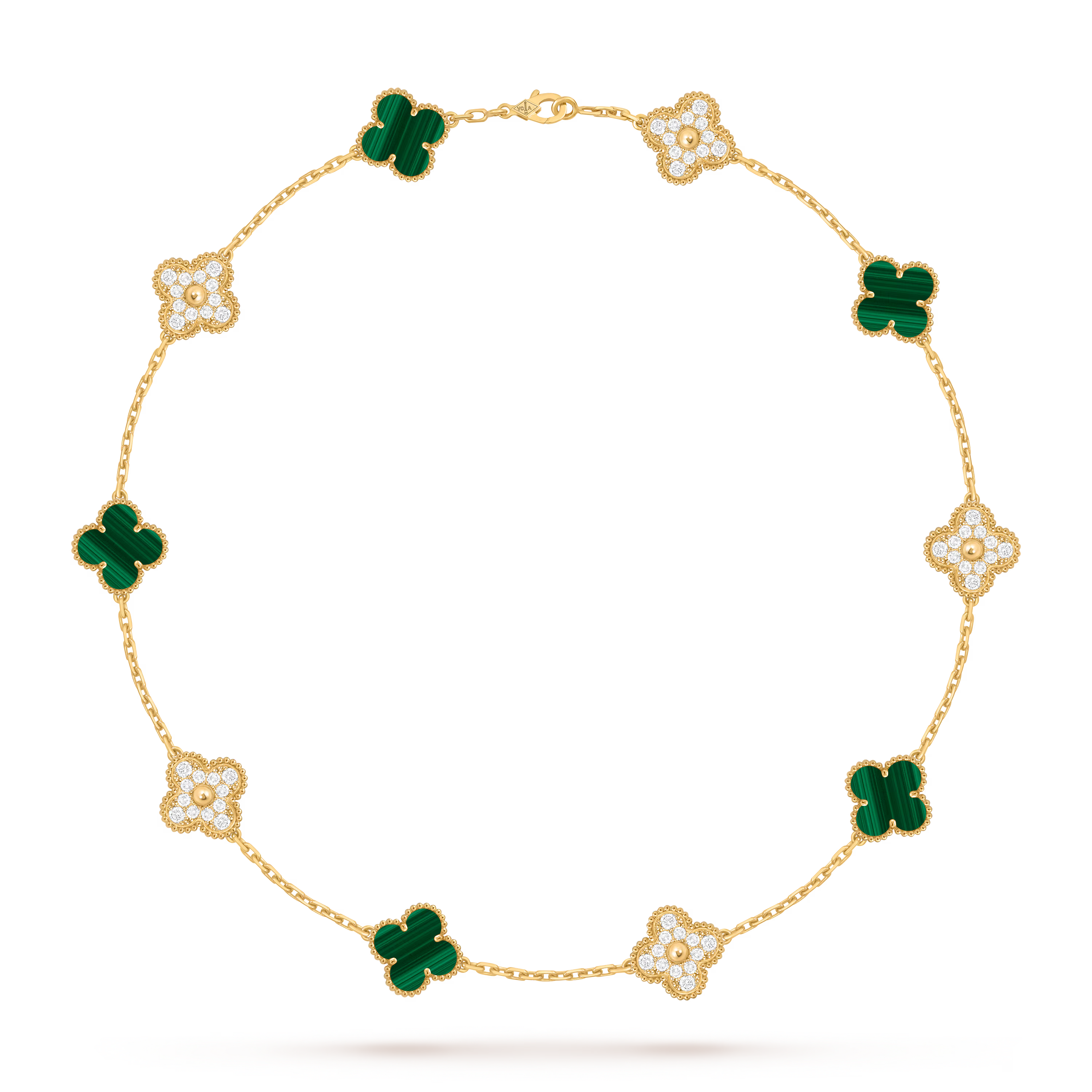Van Cleef & Arpels 10 Motifs Malachite ,  Half Diamond Necklace