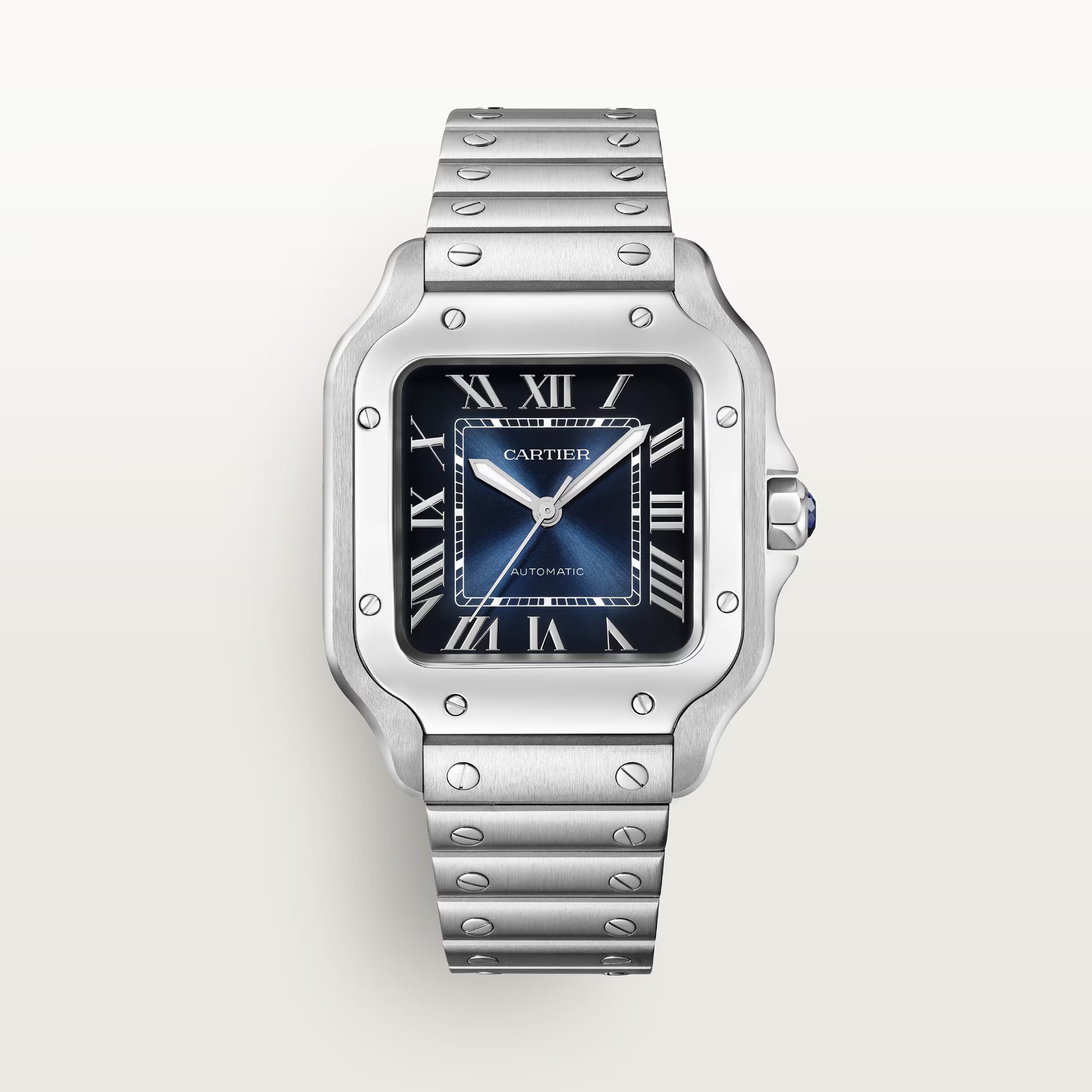 Santos De Cartier Watch Steel x Blue ( Medium Model )