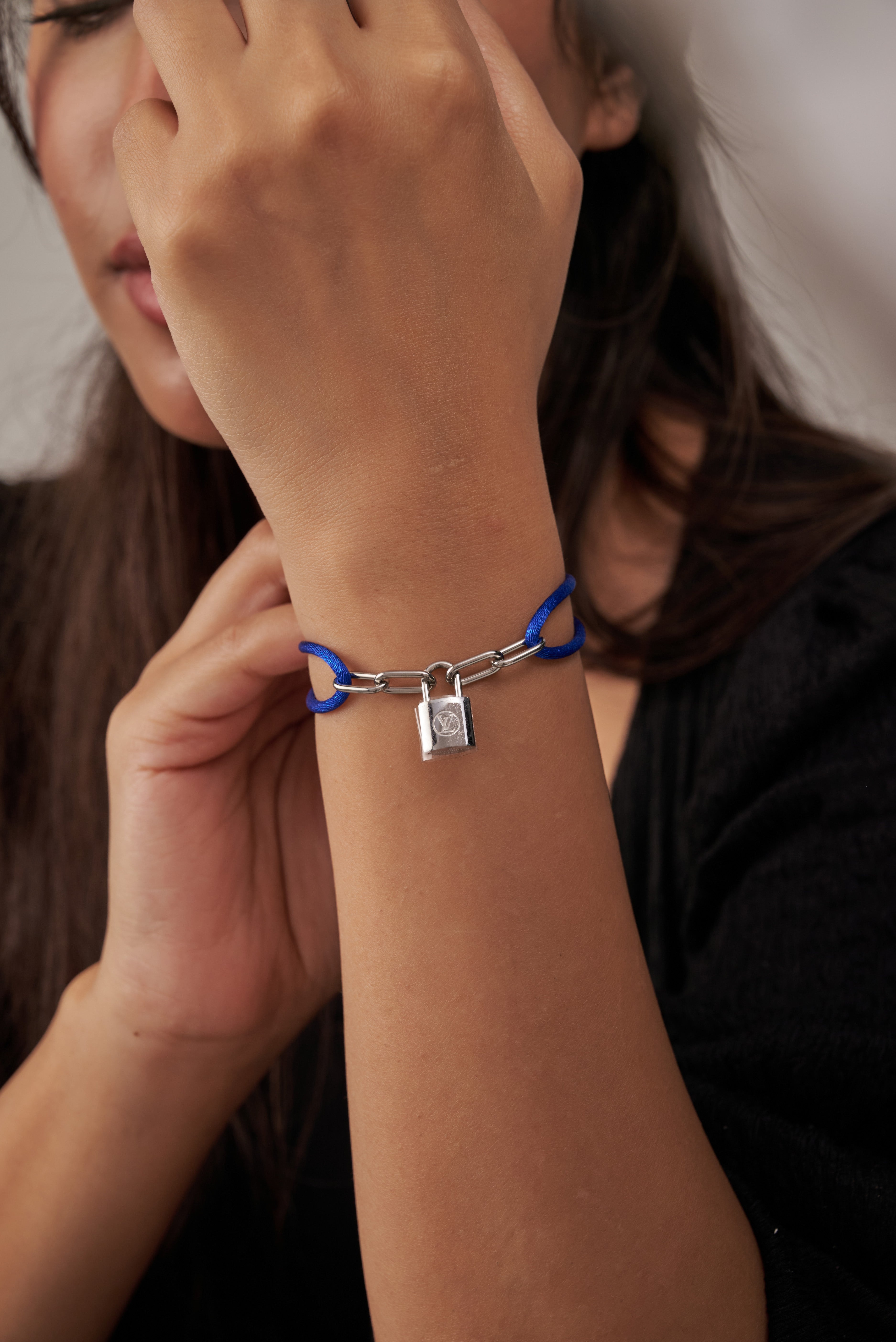 Louis Vuitton Lock Bracelet ( Blue Chord )