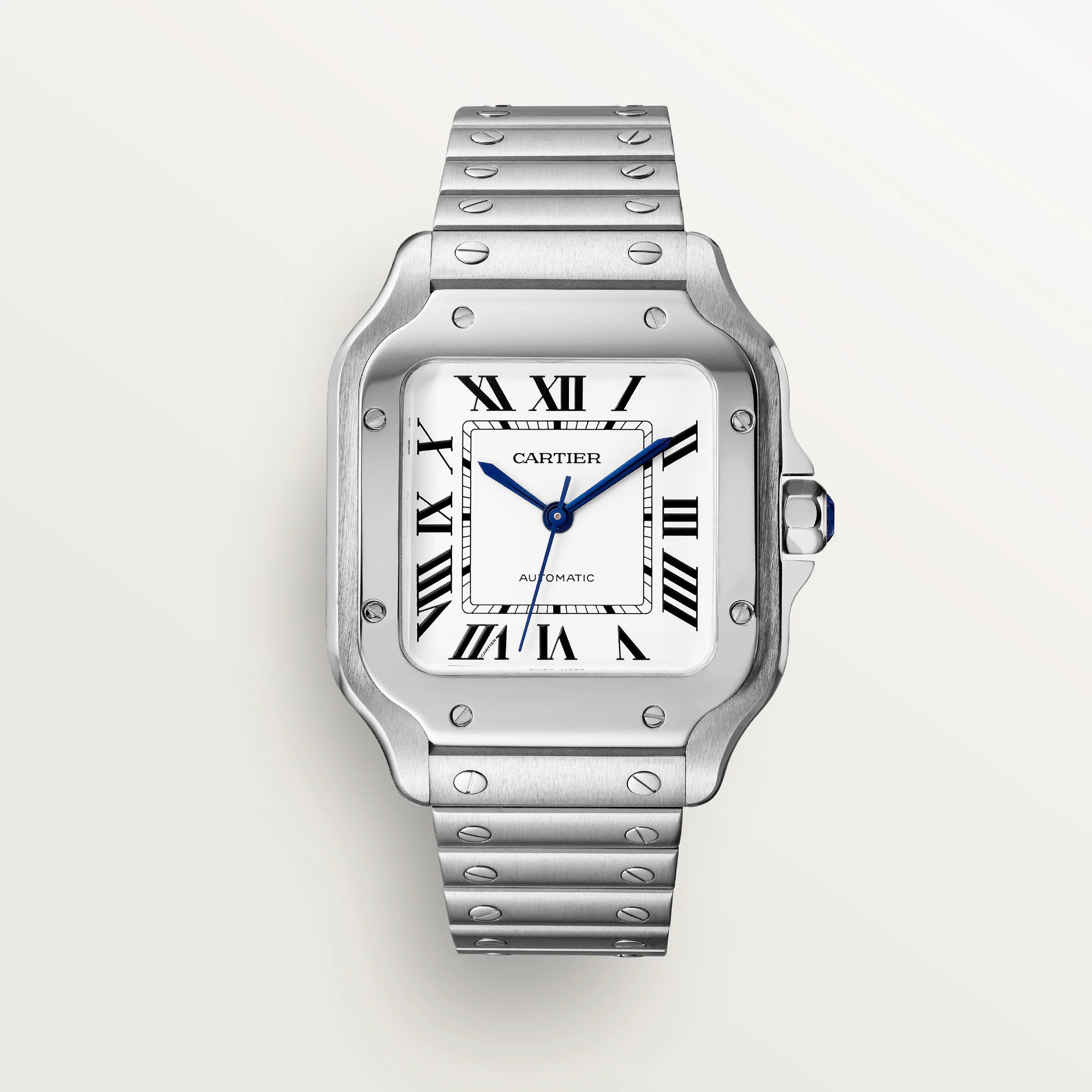 Santos De Cartier Watch Steel x White ( Medium Model )