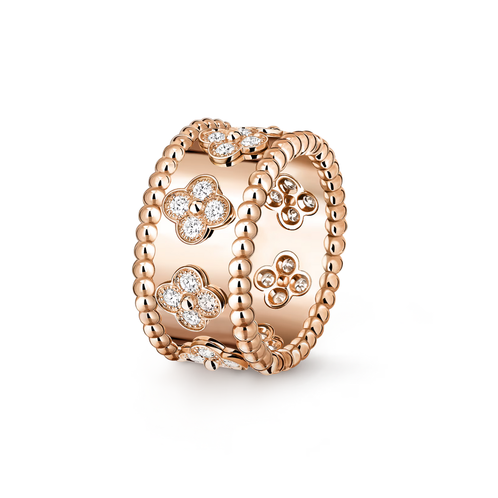 Van Cleef & Arpels Perlee Clovers Ring , Rose Gold , Diamond