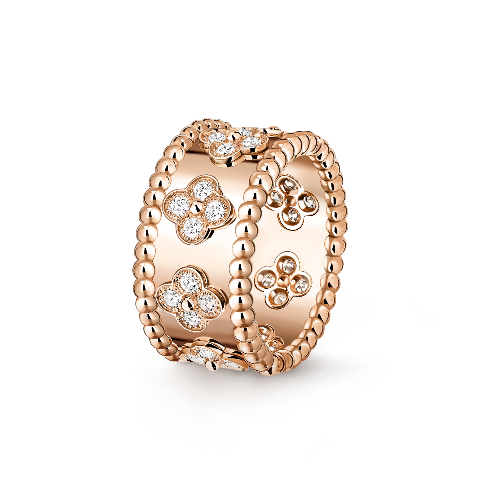 Van Cleef & Arpels Perlee Clovers Ring , Rose Gold , Diamond