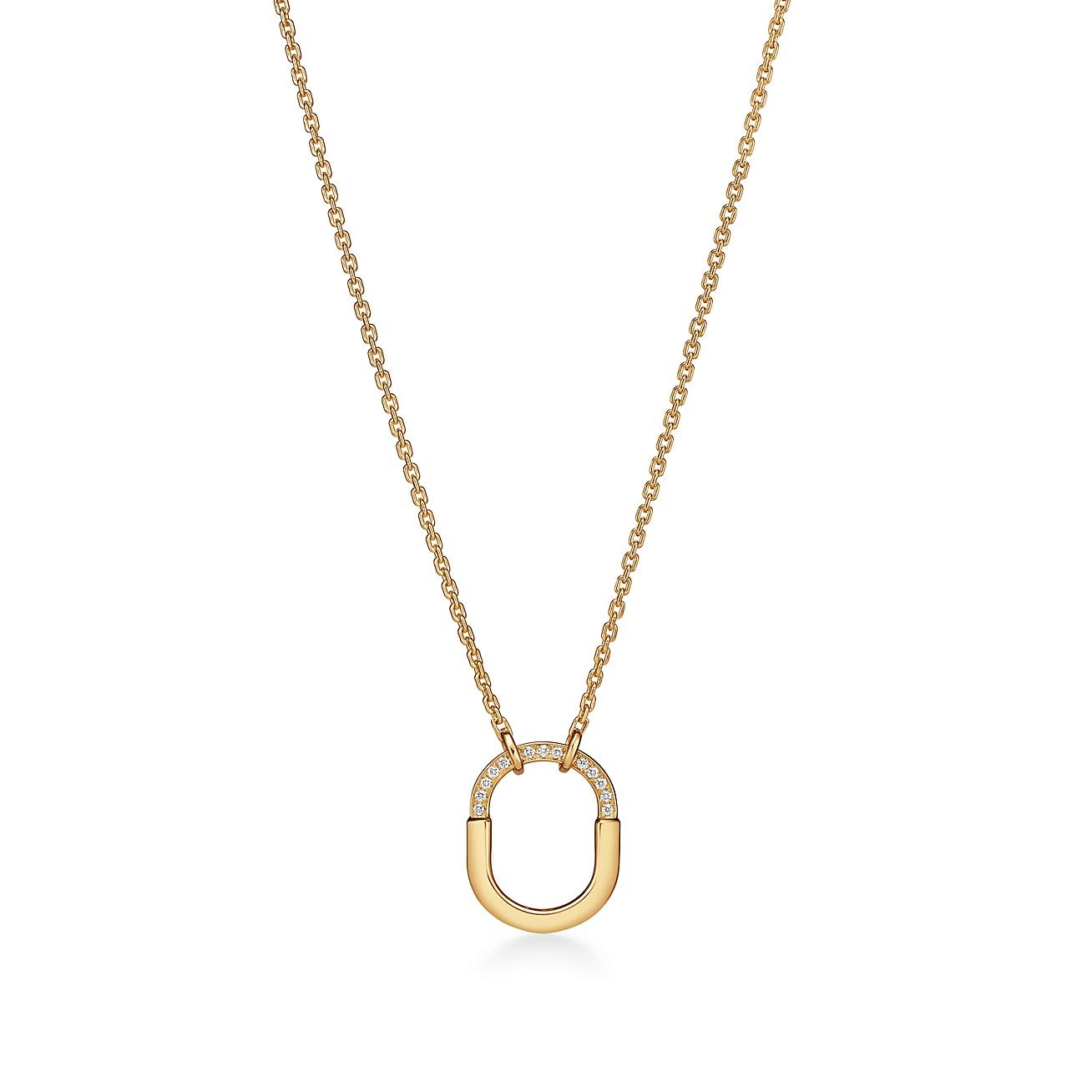 Tiffany&Co. Lock Necklace Half Diamond