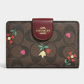 Coach Medium Corner Zip Wallet With Floral Cluster Print