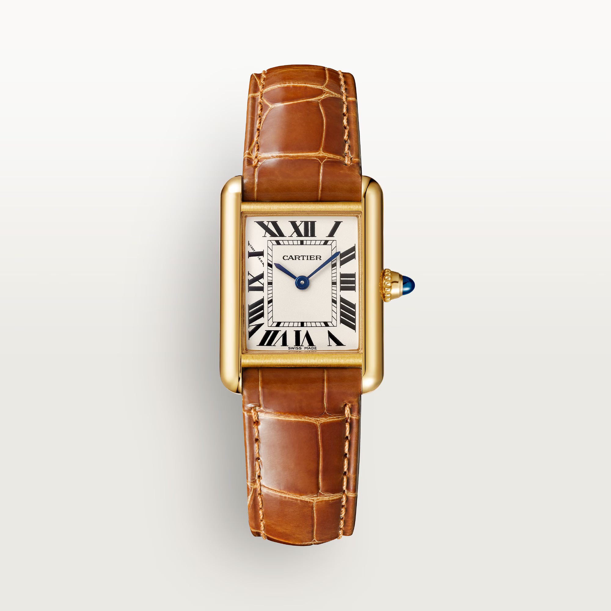 Cartier Tank Yellow gold x Brown leather Watch Small