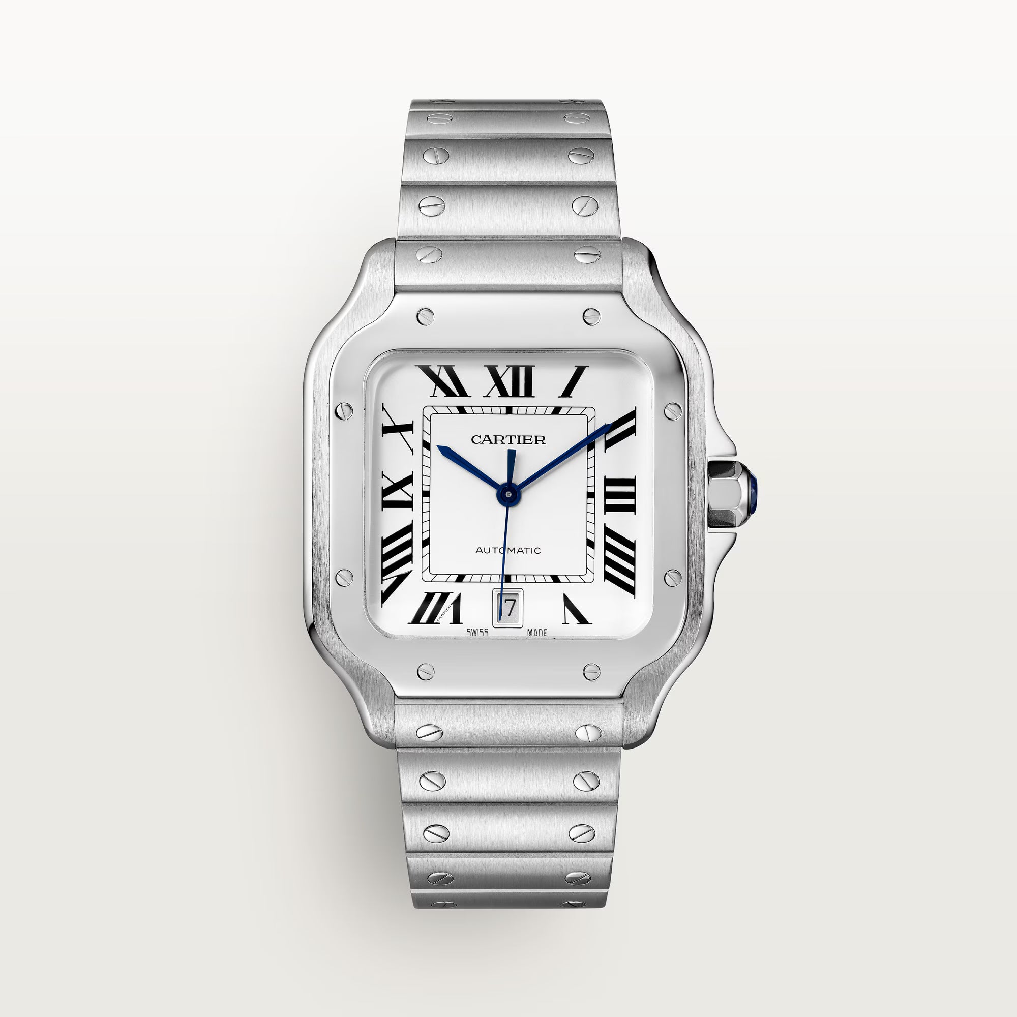 Santos De Cartier Watch Steel x White ( Large Model )