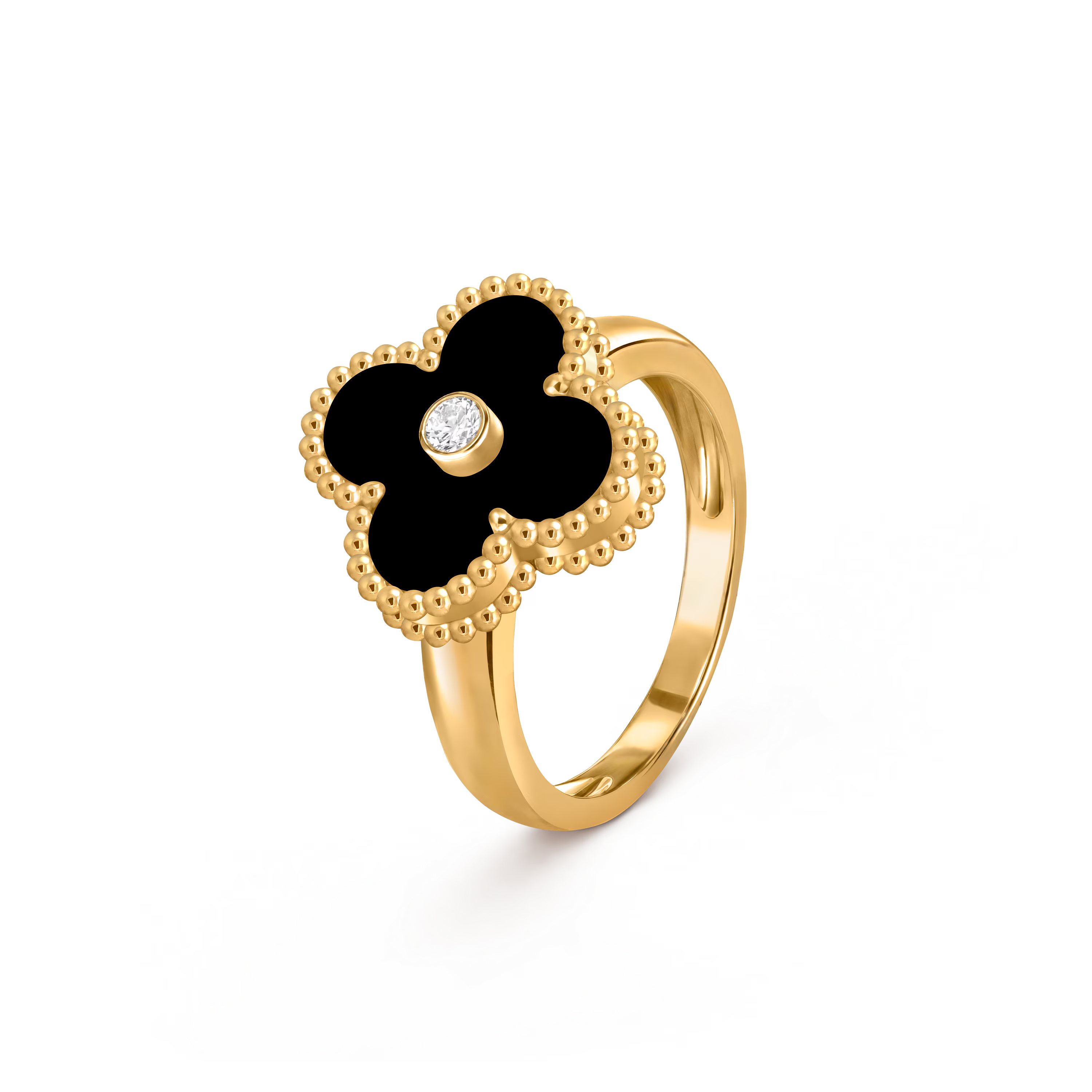 Van Cleef & Arpels Vintage Alhambra Ring , Diamond , Onyx