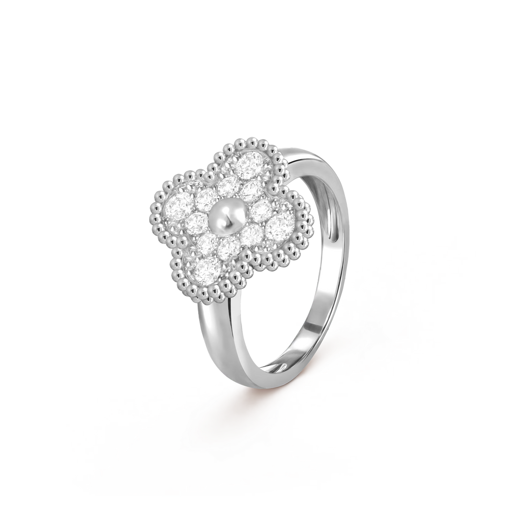 Van Cleef & Arpels Vintage Alhambra Ring , Silver , Diamond