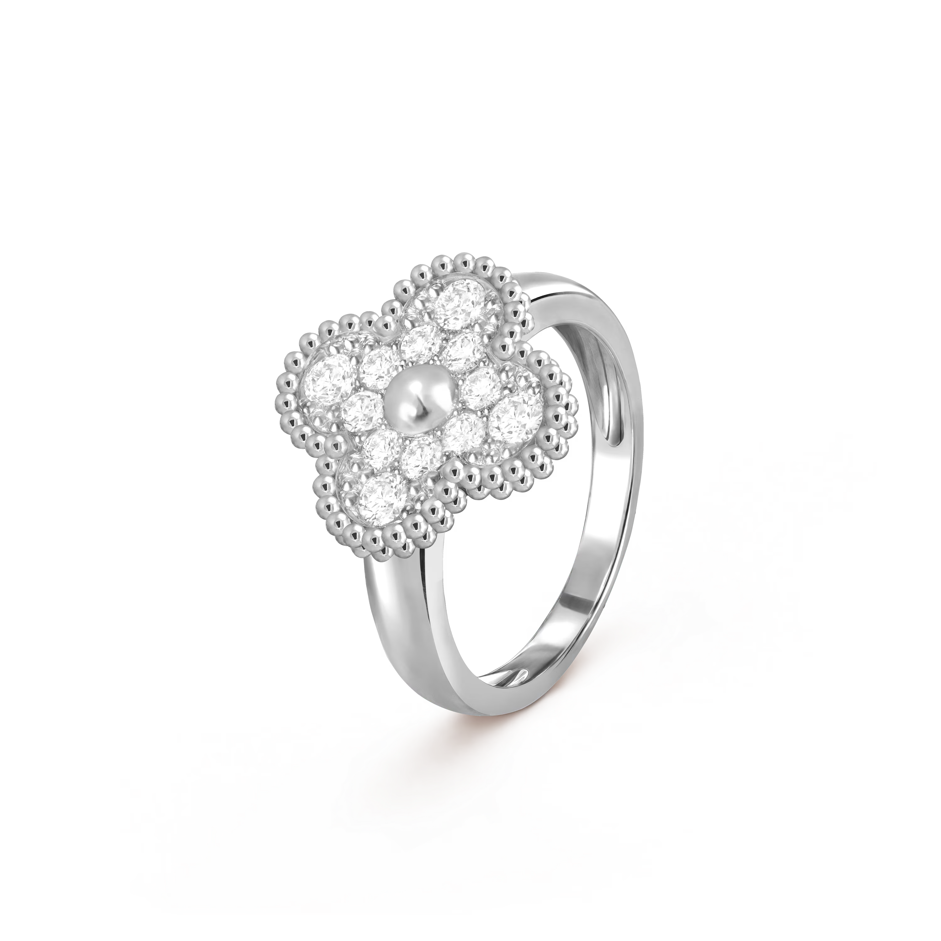Van Cleef & Arpels Vintage Alhambra Ring , Silver , Diamond