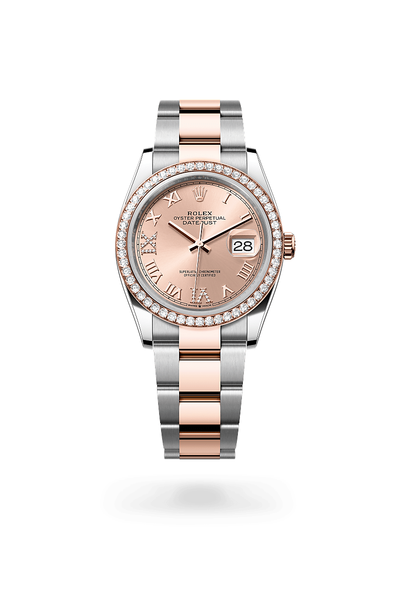 Rolex Datejust 36 Oyster, 36 mm, Oystersteel, Everose gold and diamonds
