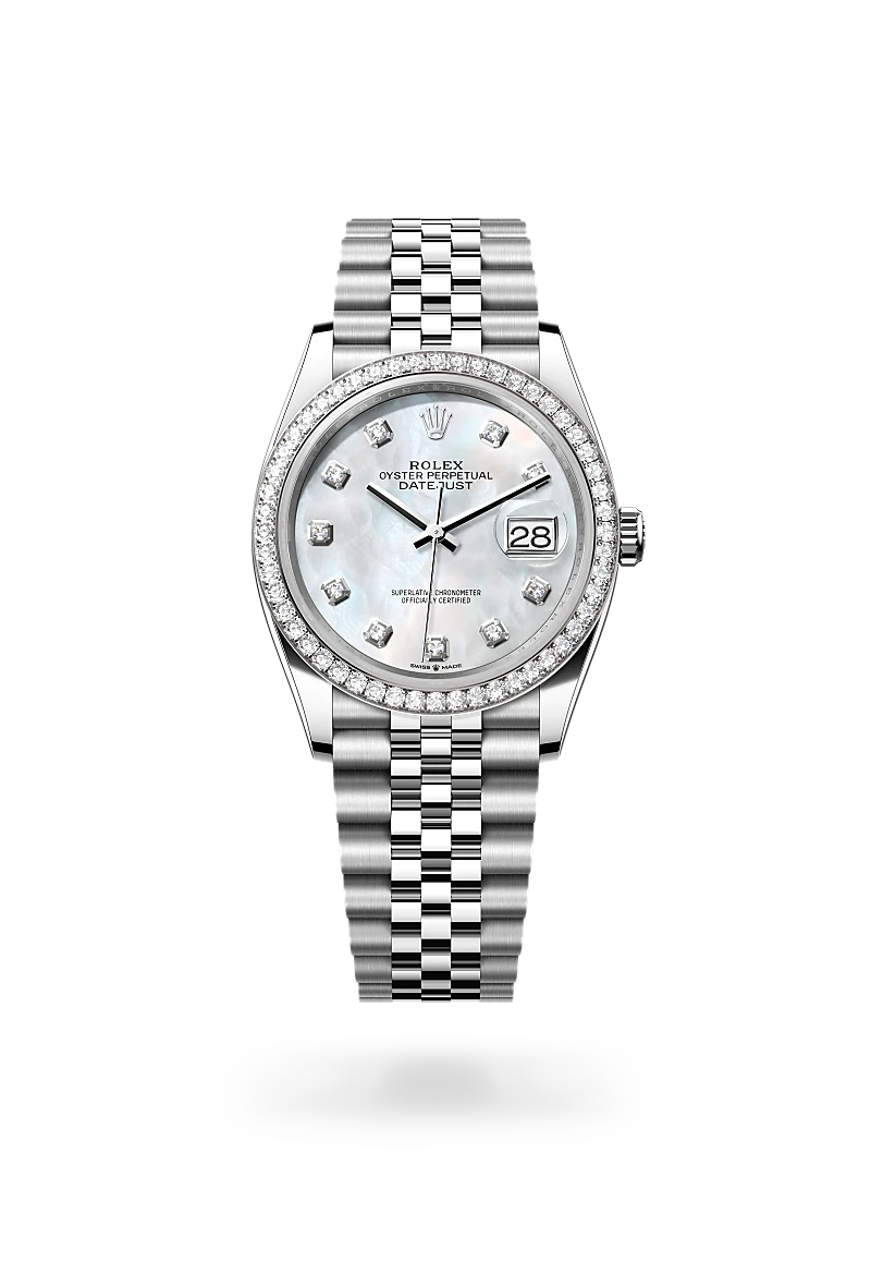 Rolex Datejust 36 Oyster, 36 mm, Oystersteel, white gold and diamonds