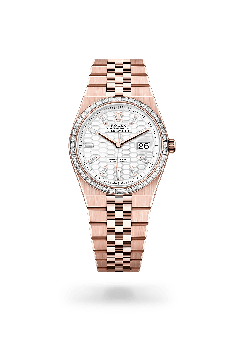Rolex Land-Dweller Oyster, 36 mm, Everose gold and diamonds