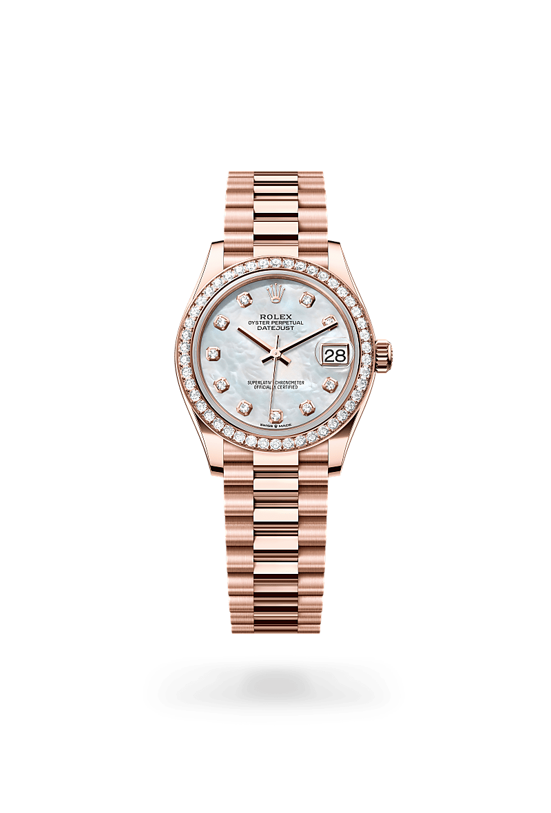 Rolex Datejust 31 Oyster, 31 mm, Everose gold and diamonds