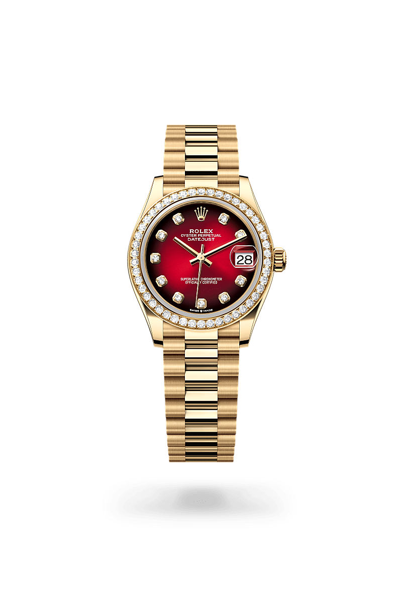 Rolex Datejust 31 Oyster, 31 mm, yellow gold and diamonds
