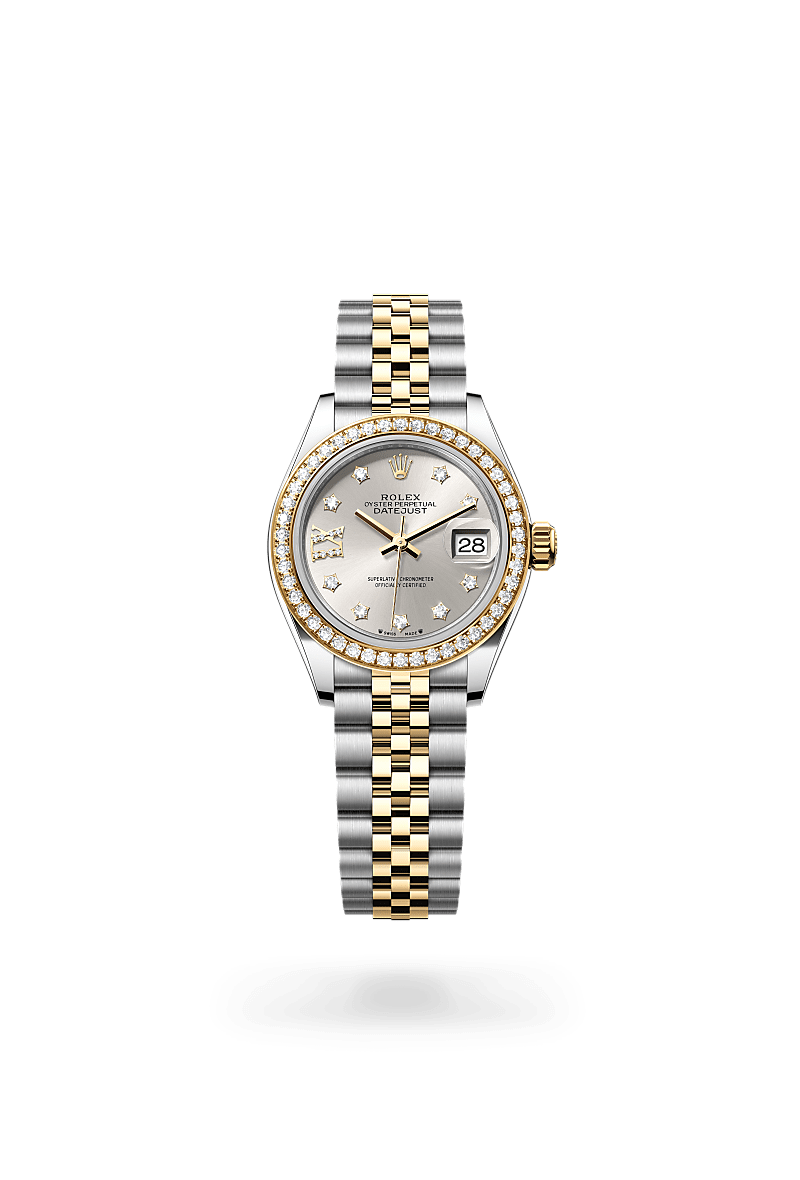 Rolex Lady-Datejust Oyster, 28 mm, Oystersteel, yellow gold and diamonds