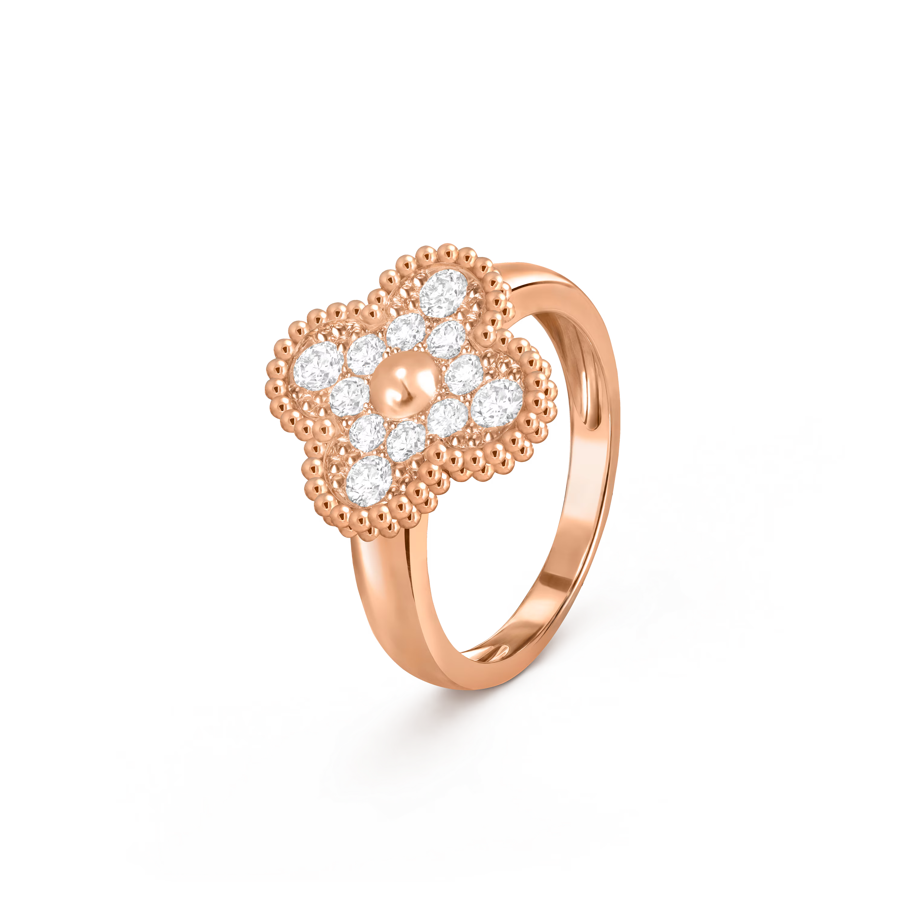 Van Cleef & Arpels Vintage Alhambra Ring , Rose Gold , Diamond