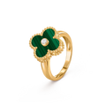 Van Cleef & Arpels Vintage Alhambra Ring , Diamond , Malachite