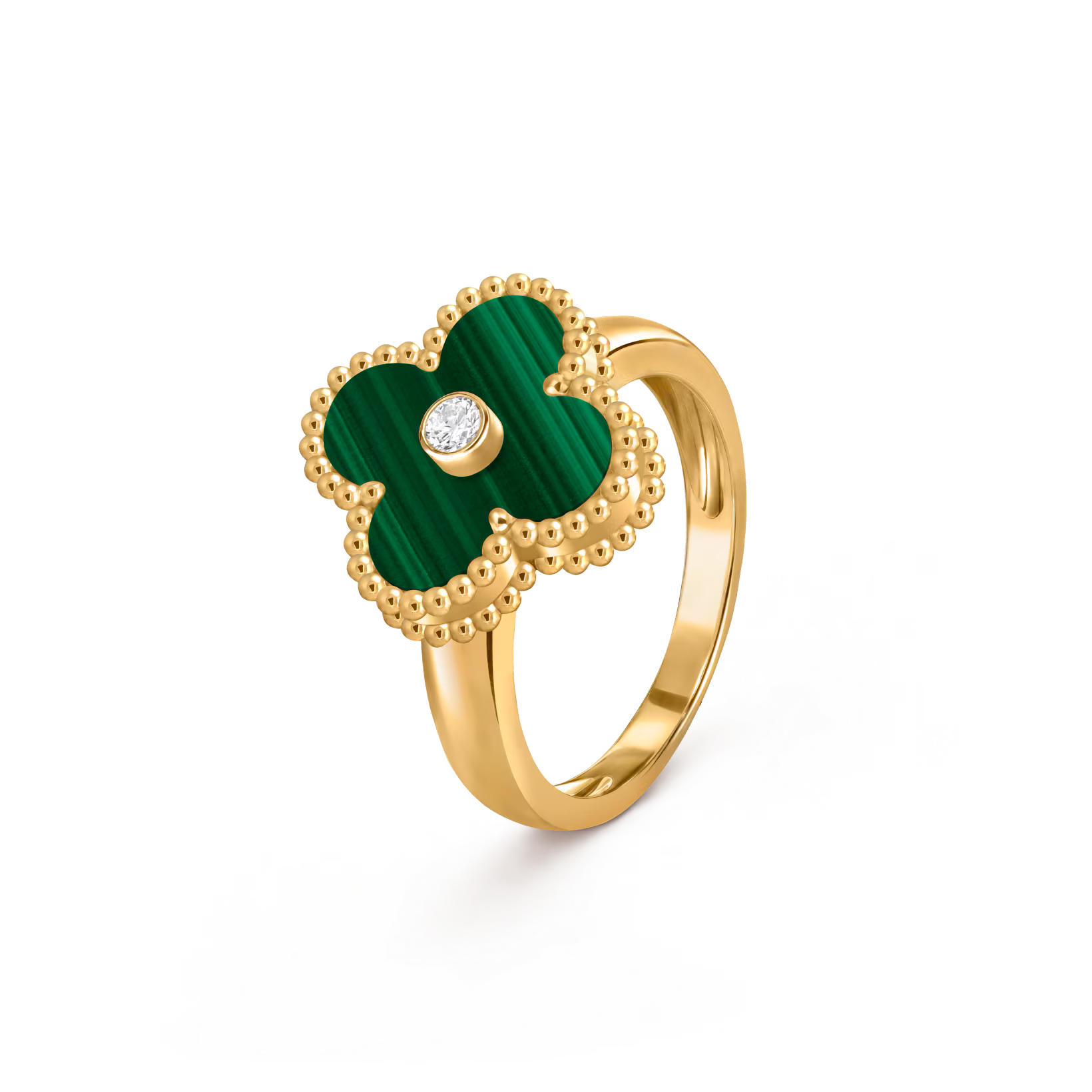 Van Cleef & Arpels Vintage Alhambra Ring , Diamond , Malachite